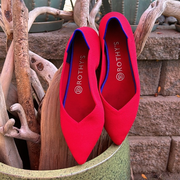 Rothy’s The Point Red flats, women’s 7.5, EUC - Picture 1 of 14